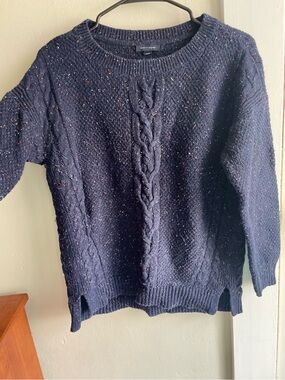Tommy Hilfiger Navy Speckled Cable Crewneck Sweater